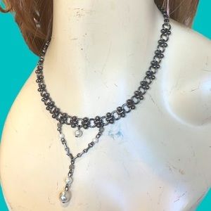 BRONZE COLOR LARIAT‎ WITH PEARL NECKLACE